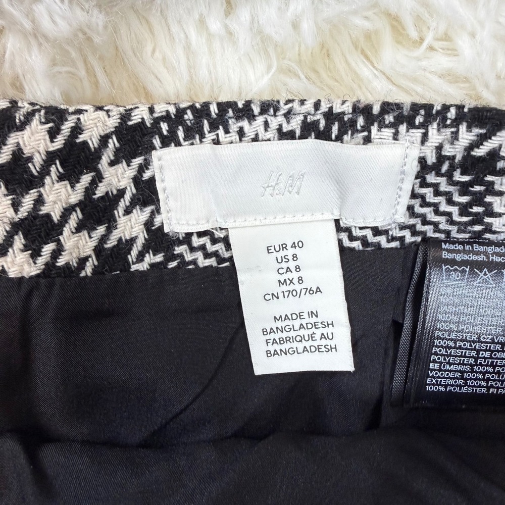 H&M Skirt Suit Set Women 8 & M Black White Glen Plaid Cropped Clueless Cher - Picture 5 of 9
